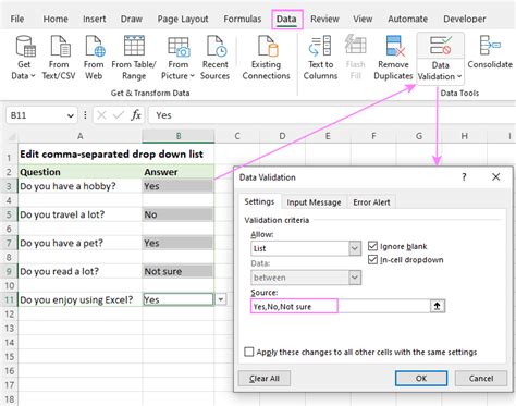 how to link drop down list excel